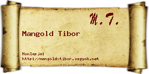 Mangold Tibor névjegykártya